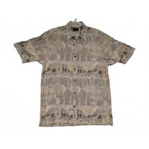 Izod Washable Silk Golf Polo Men’s Medium Tropical Button-Up Shirt